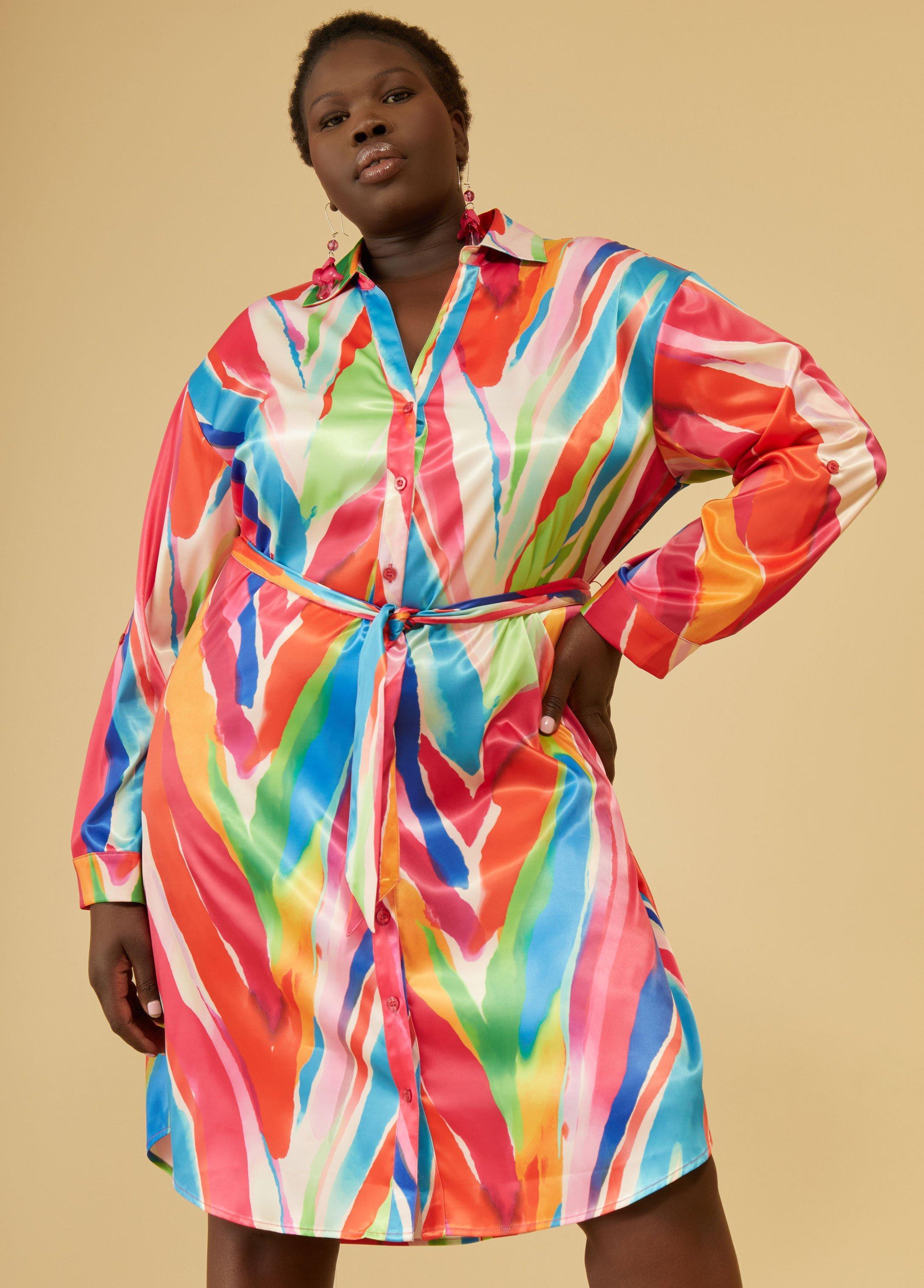 Watercolor Satin Shirtdress Product Image