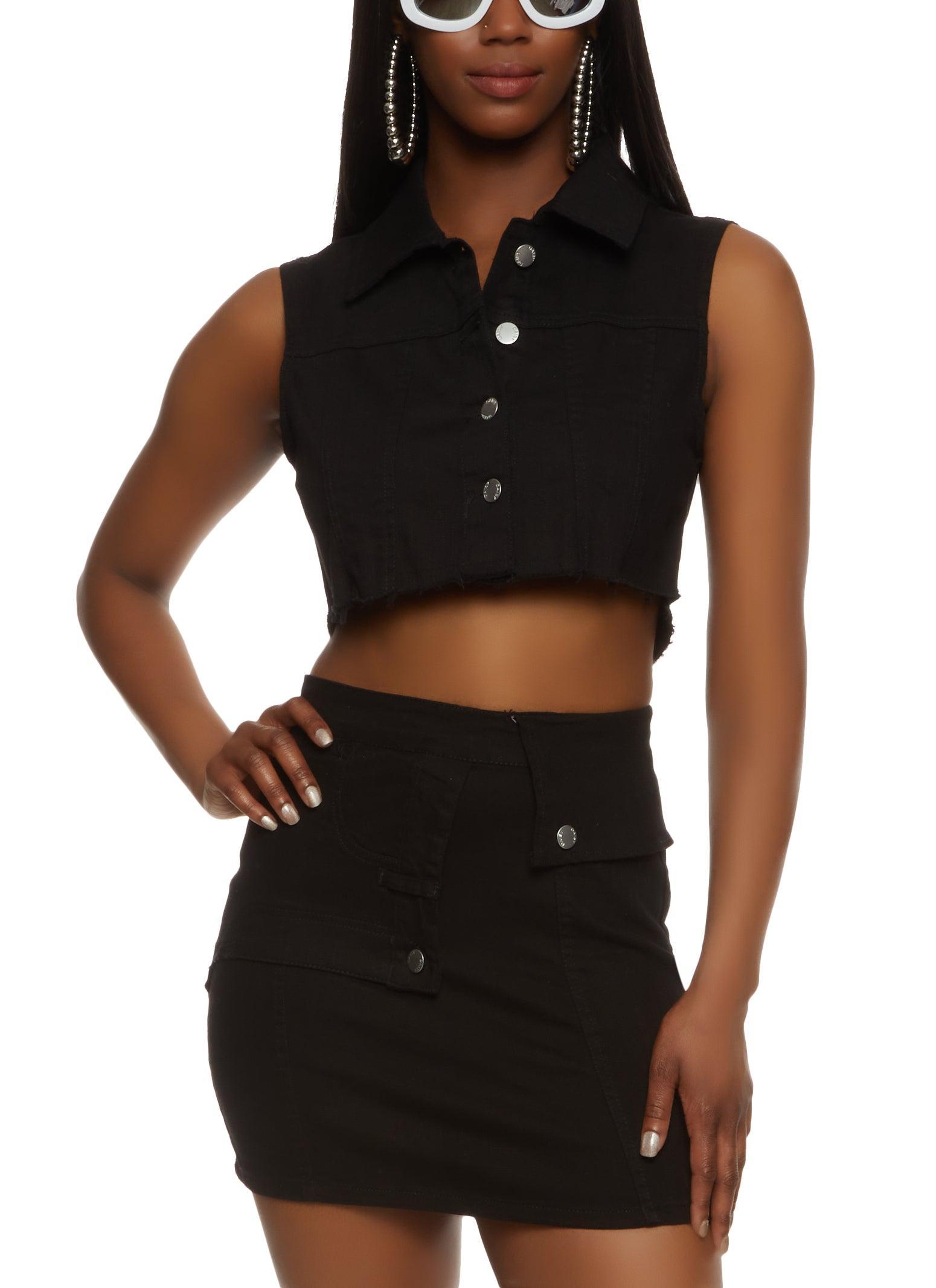 Womens Daisy Frayed Hem Cropped Vest product image