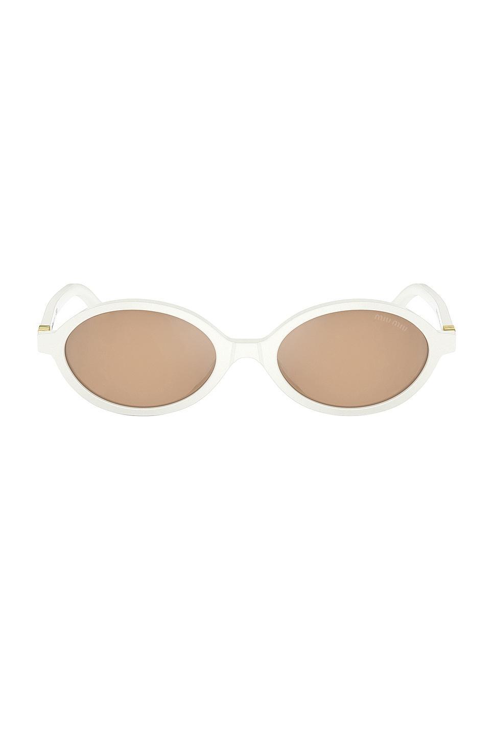 Miu Miu Round Sunglasses in White Product Image