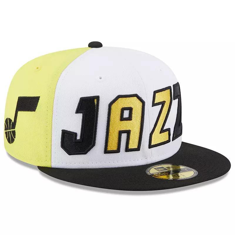 Mens New Era White/Black Utah Jazz Back Half 59FIFTY Fitted Hat Product Image