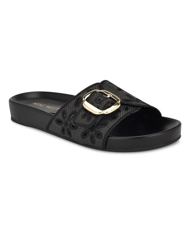 Nine West Womens Giulia Slip-On Round Toe Flat Casual Sandals Product Image