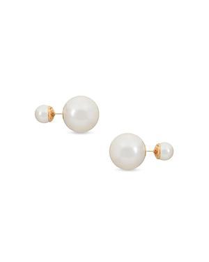 Womens Double 14K-Gold-Plated & Round Faux-Pearl Earrings Product Image