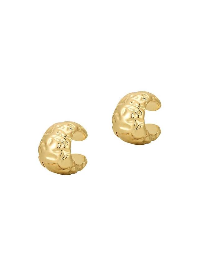 Womens 14K Gold-Plated Molten Hoop Earrings Product Image