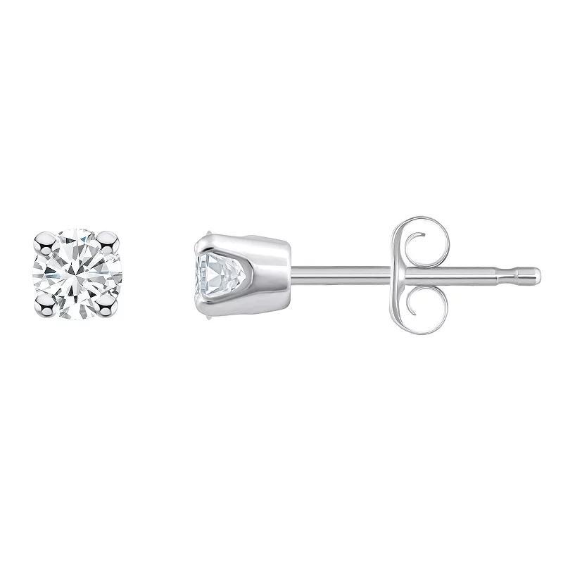 Celebration Gems 10k Gold 1/4 Carat T.W. Diamond Round Stud Earrings, Womens, White Product Image