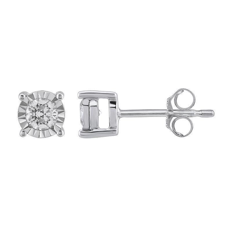 Yours and Mined 10k White Gold 1/3 Carat T.W. Diamond Miracle Plate Stud Earrings, Womens, 10k Gold Product Image