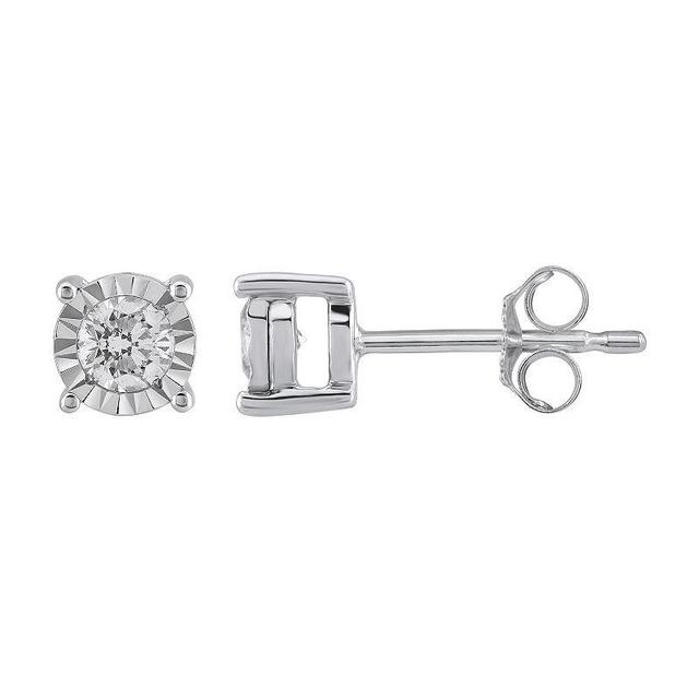 Yours and Mined 10k White Gold 1/3 Carat T.W. Diamond Miracle Plate Stud Earrings, Womens Product Image