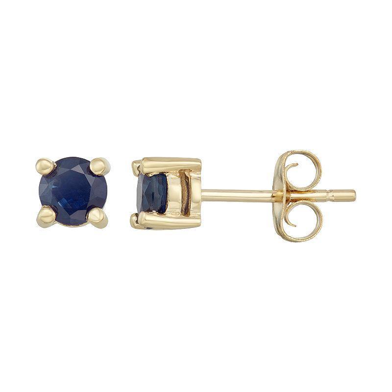 14k Gold Sapphire Stud Earrings, Womens, Yellow Product Image