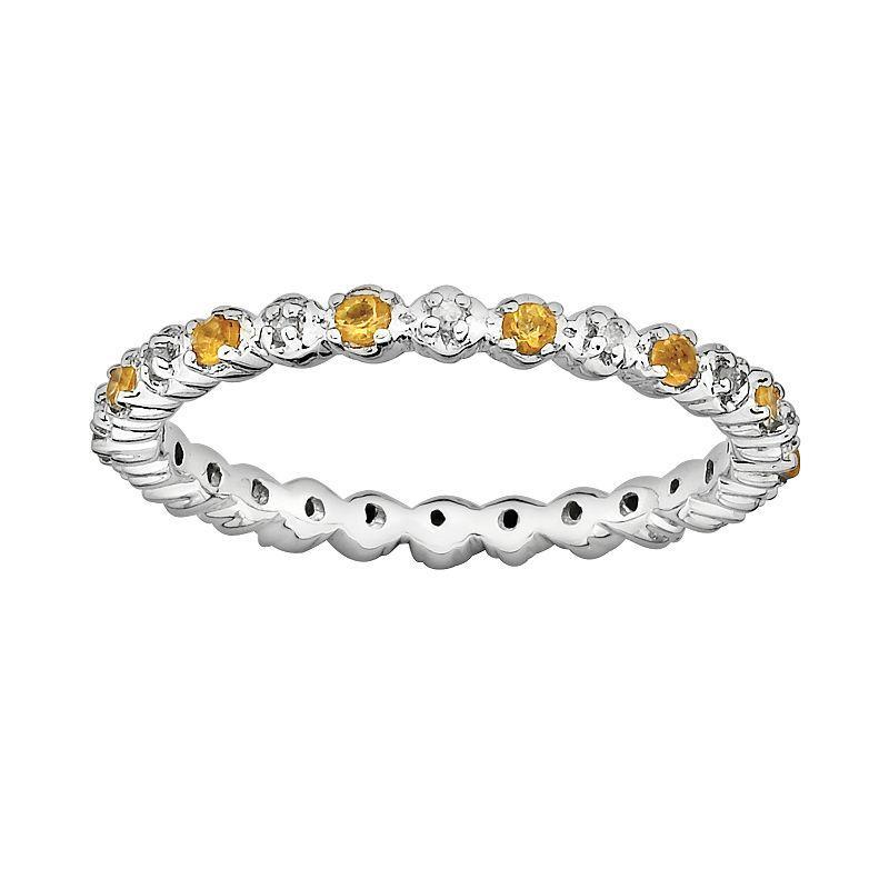 Stacks & Stones Sterling Silver Citrine & Diamond Accent Stack Ring, Womens Orange Product Image