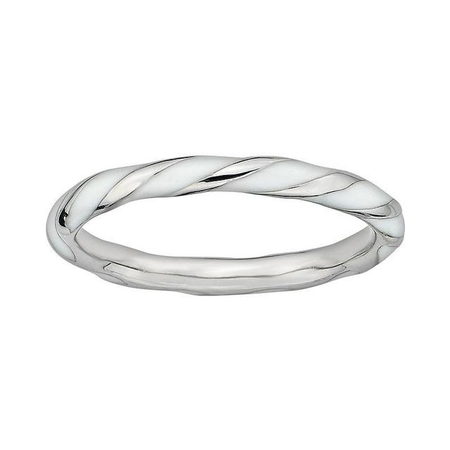 Stacks & Stones Sterling Silver White Enamel Twist Stack Ring, Womens Grey Product Image