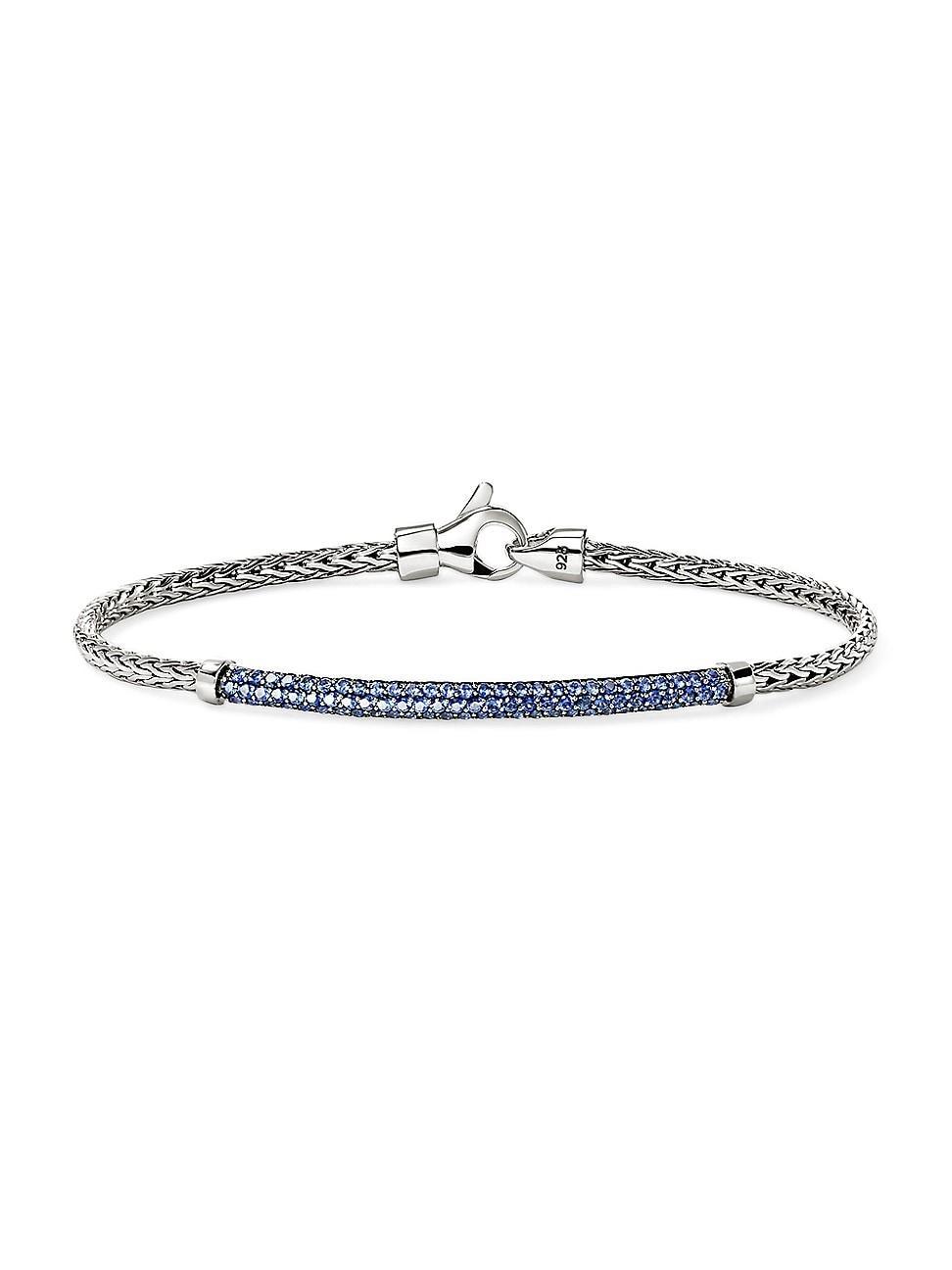 Womens JH Essentials Pav Sterling Silver & Blue Sapphire Bracelet Product Image