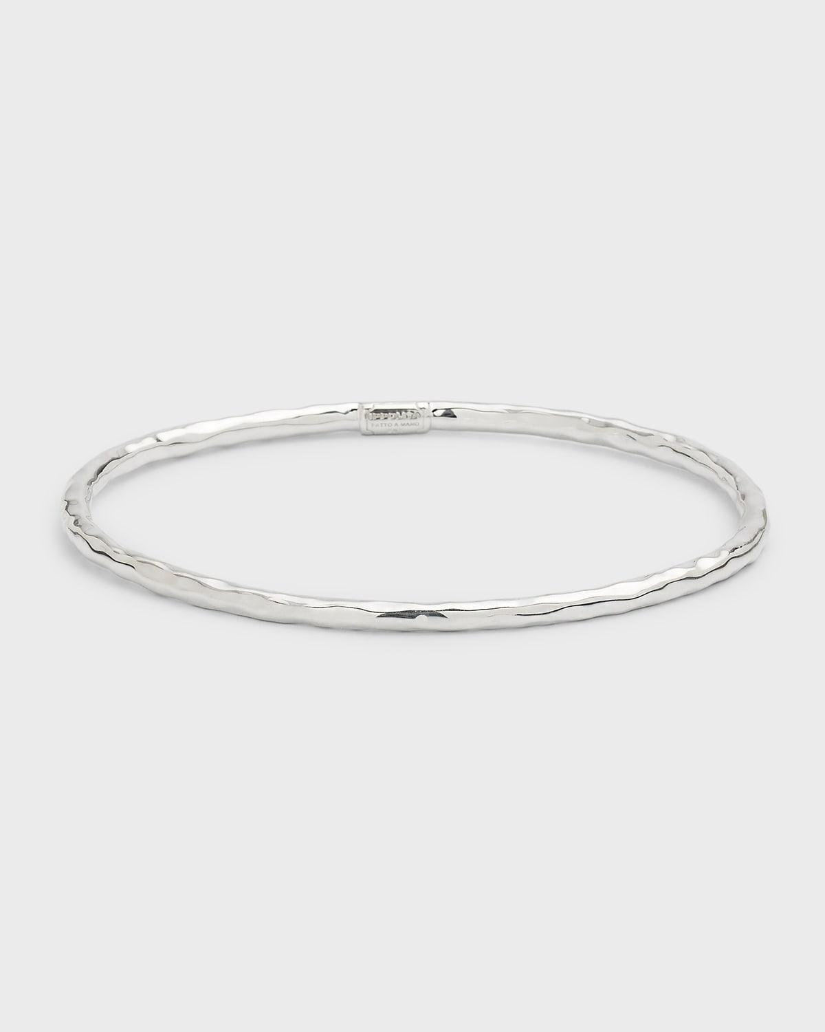 Womens Classic Hammered Sterling Silver Skinny #3 Bangle Product Image