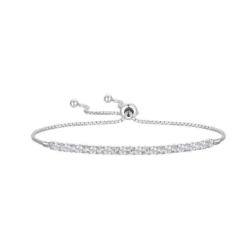 Sterling Silver Lab-Created White Sapphire Bracelet, Womens Product Image