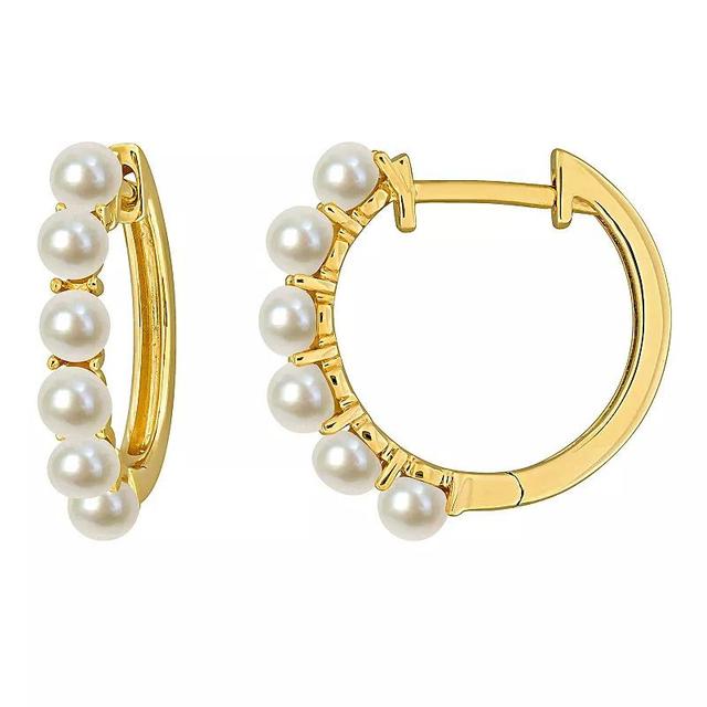 Stella Grace 10k Gold Freshwater Cultured Pearl Hoop Earrings, Womens Product Image