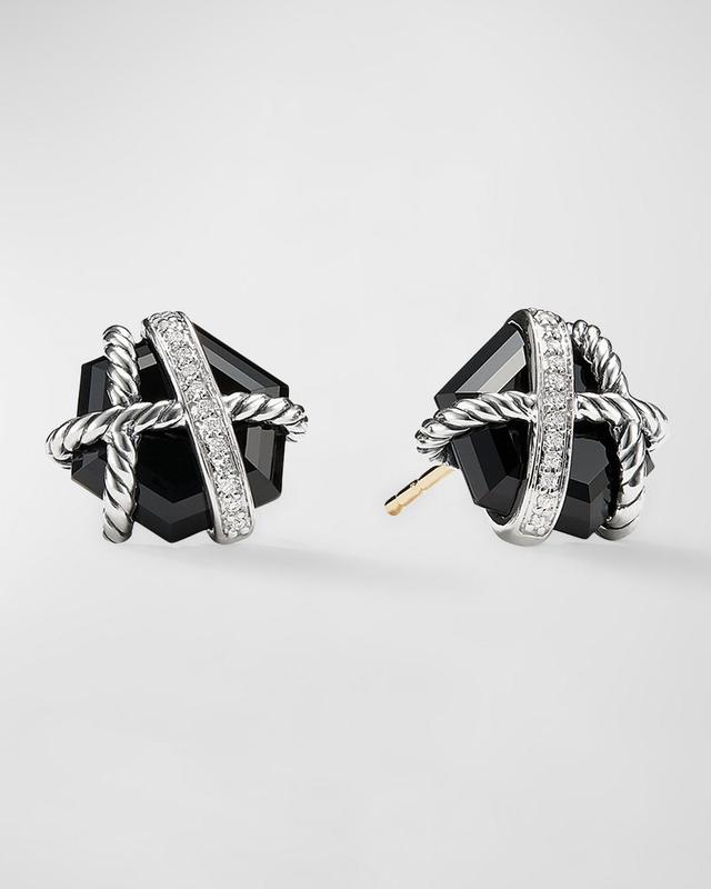 Womens Cable Wrap Earrings with Gemstone & Diamonds - Black Onyx Product Image