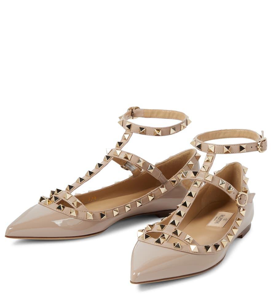 Valentino Rockstud Caged Patent Flat In Pink Product Image