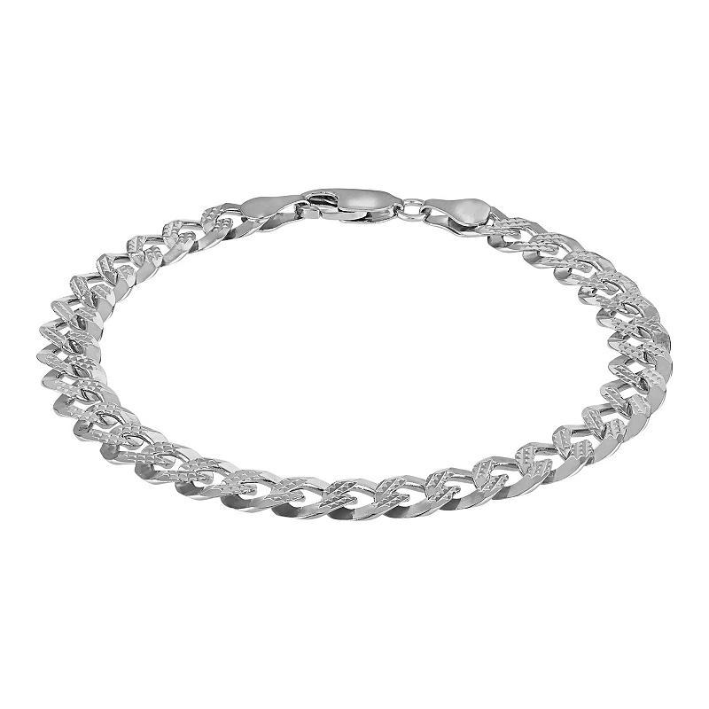 Giorgio di Vicenza 14k Gold Over Silver Textured Curb Chain Bracelet, Mens Sterling Product Image