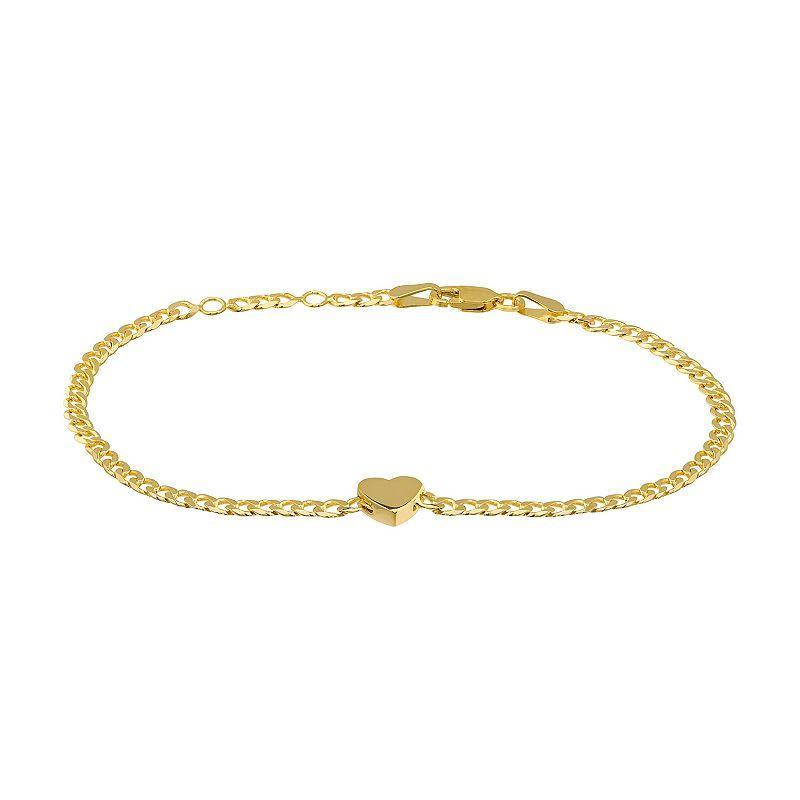 14k Gold Adjustable Heart Charm Bracelet, Womens Product Image