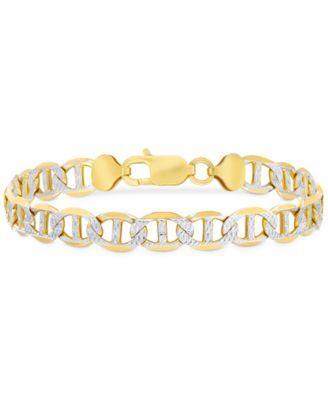 Mens Two-Tone Diamond Cut Mariner Link Bracelet in Sterling Silver & 14k Gold-Plate Product Image