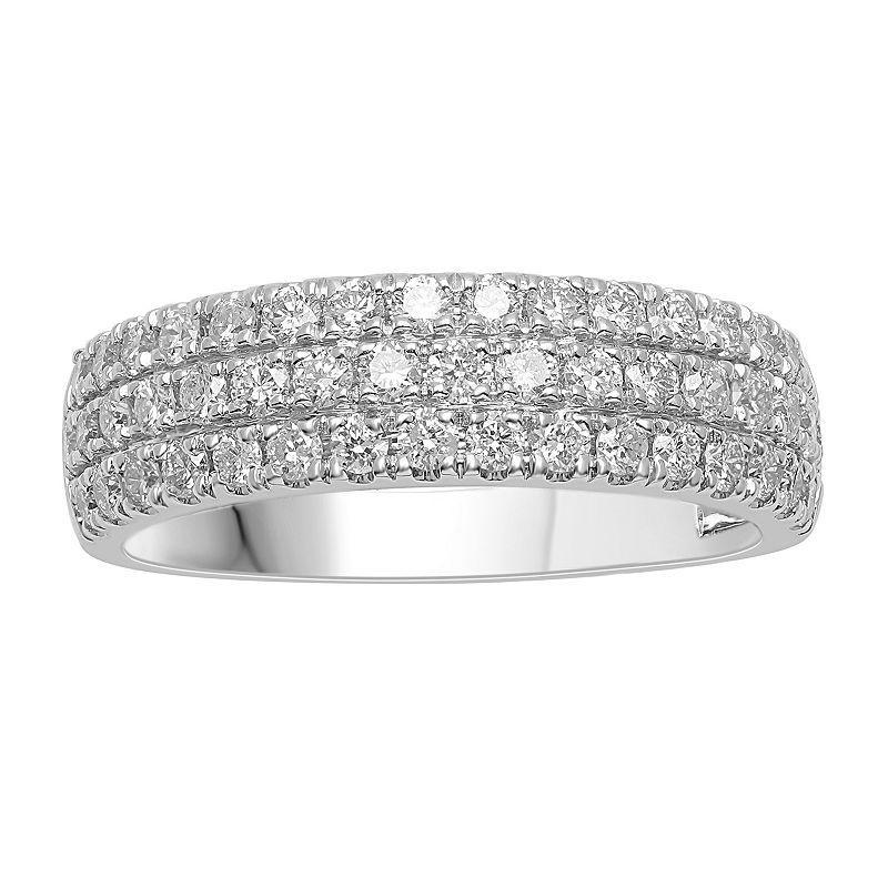 Platinum 1 Carat T.W. Diamond 3-Row Anniversary Band, Womens White Product Image