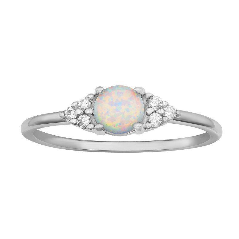 PRIMROSE Sterling Silver White Opal & Cubic Zirconia Cluster Ring, Womens Product Image