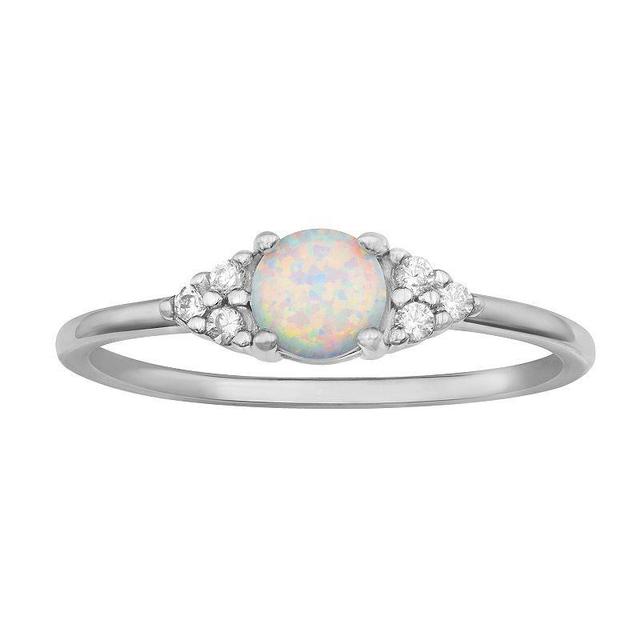 PRIMROSE Sterling Silver White Opal & Cubic Zirconia Cluster Ring, Womens Product Image