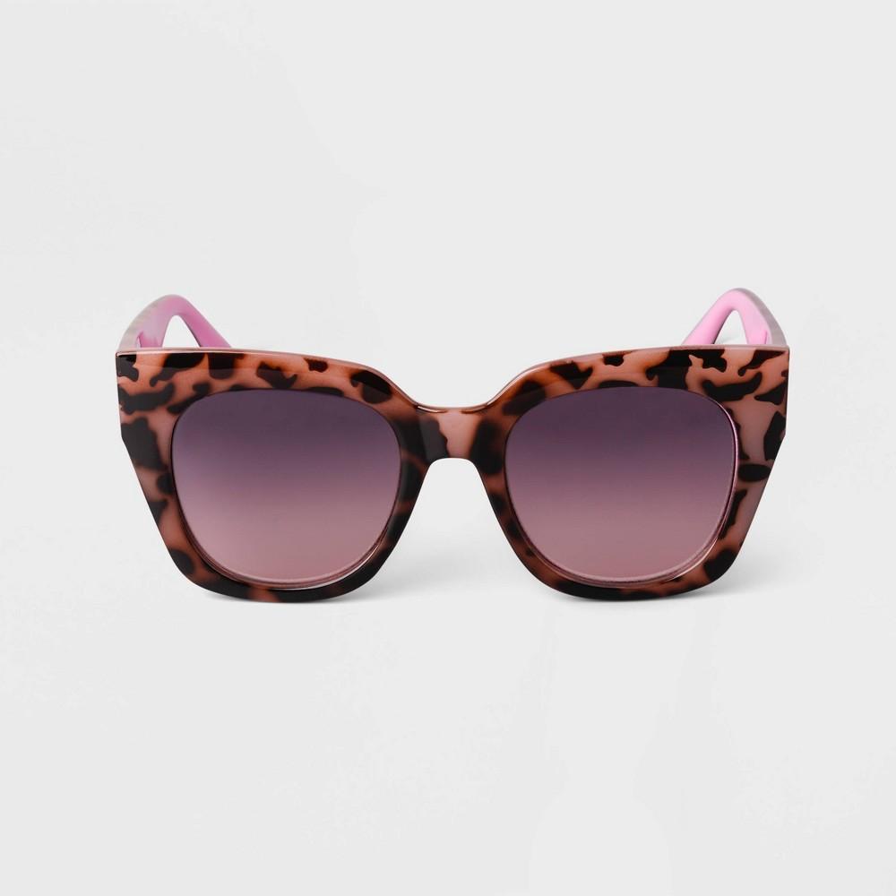 Womens Oversized Two-Tone Tortoise Shell Cateye Sunglasses - A New Day Tan Product Image