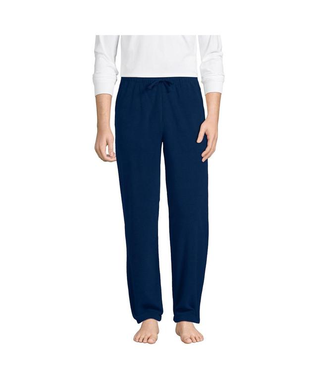 Mens Lands End Solid Fleece Pajama Pants Dark Blue Product Image