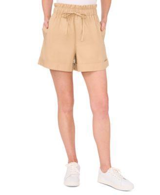 CeCe Womens Paperbag-Waist Cuffed Shorts Product Image