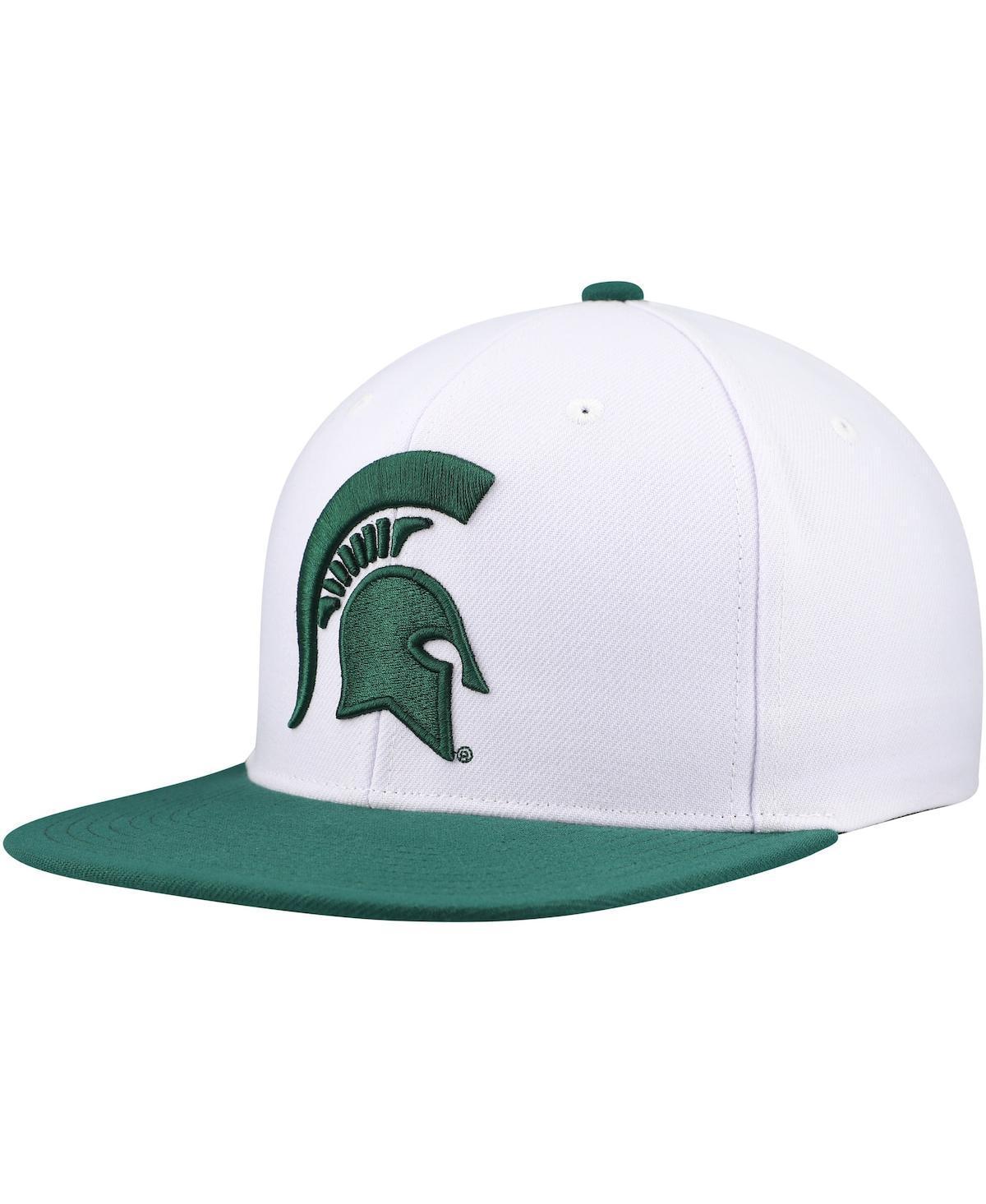 Mitchell & Ness Mens White/Green Michigan State Spartans 2-Tone 2.0 Snapback Hat Product Image