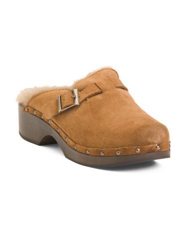 Suede 70S Shearling Lined Classic Clogs For Women Product Image