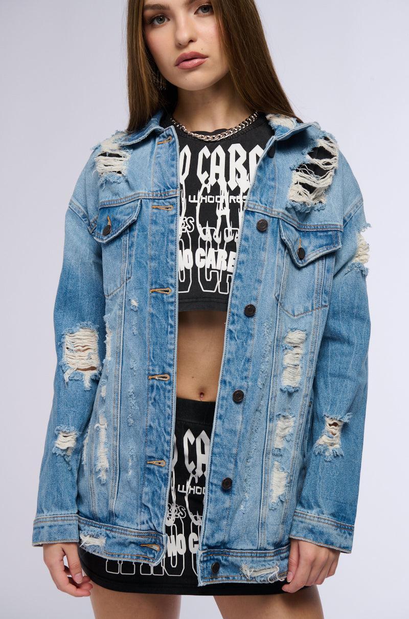 SUNNY DAY DISTRESSED DENIM JACKET product image