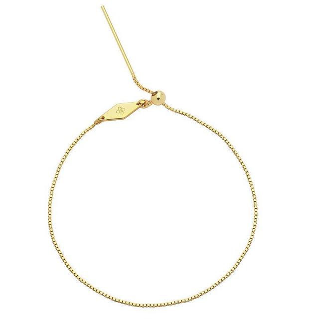 PRIMROSE Sterling Silver Adjustable Box Chain Sliding Bracelet, Womens, Yellow Gold Tone Product Image