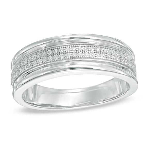 Men's 1/5 CT. T.w. Diamond Milgrain Band in Sterling Silver Product Image