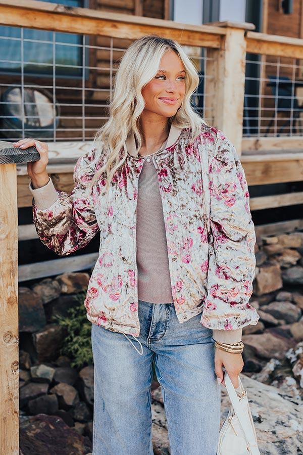 Garden Bliss Velvet Bomber Jacket Product Image