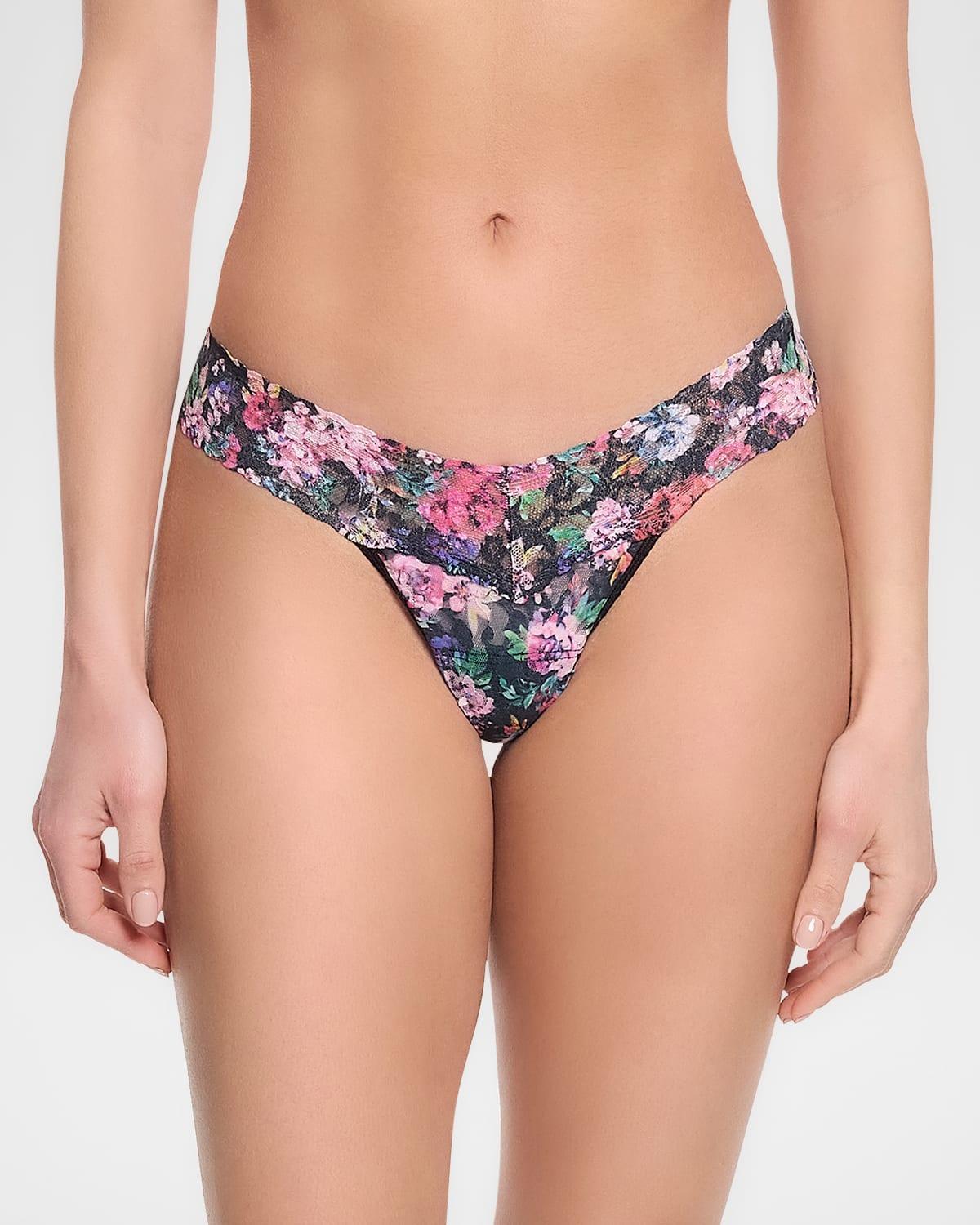 Printed Low-Rise Signature Lace Thong Product Image