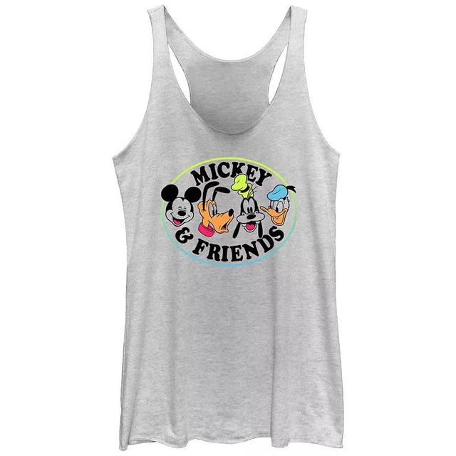 Disneys Mickey Mouse Womens Heads Up Mickey And Friends Tri-Blend Racerback Tank Top, Girls White Grey Product Image