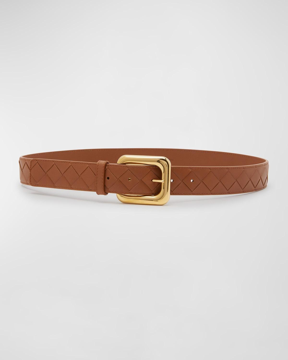 Light Woven Leather & Brass Belt Product Image