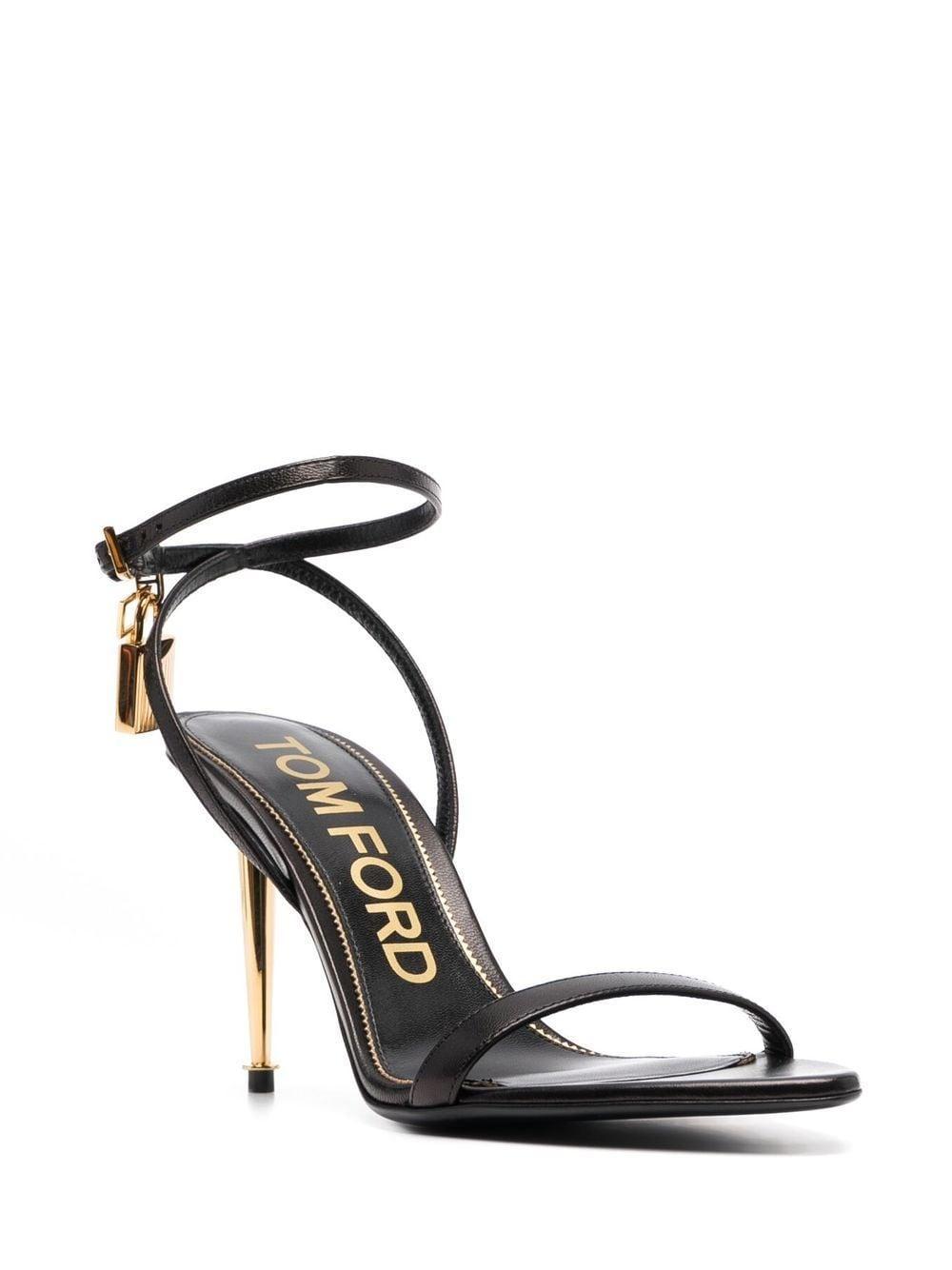 TOM FORD 85mm Lock Leather Sandals In 1n001 Black Product Image