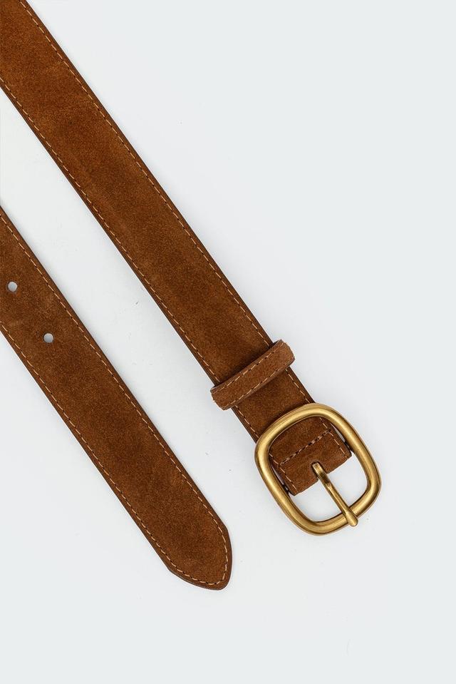 Oval Buckle Faux Suede Belt Product Image