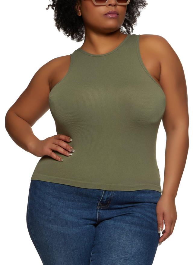 Womens Plus Size Basic Ribbed Knit Seamless Tank Top Product Image