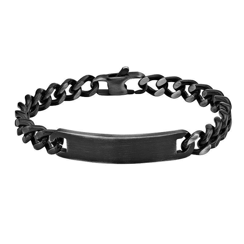 LYNX Mens Antiqued Matte Stainless Steel Curb Chain ID Bracelet Product Image