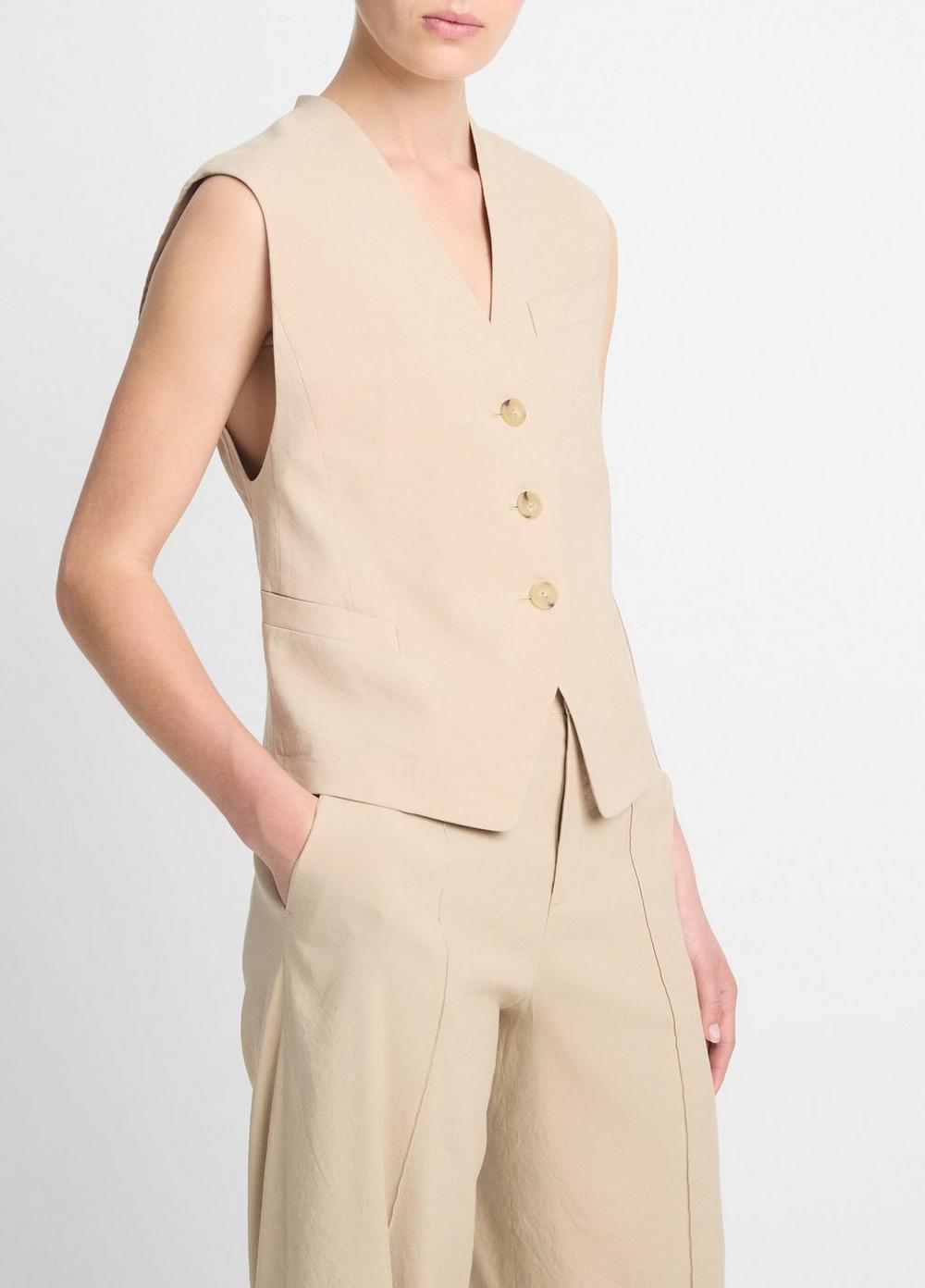 Linen-Blend Vest Product Image