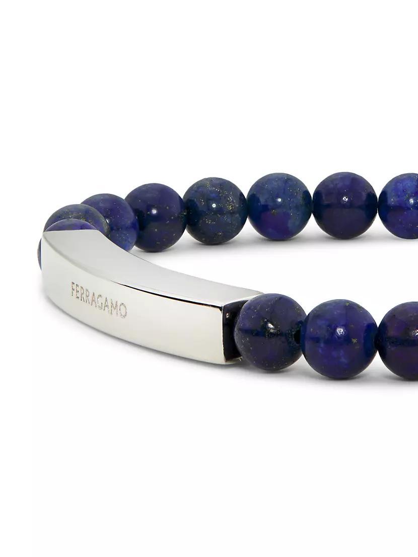 Silvertone & Semi-Precious Stone Beaded Bar Bracelet Product Image