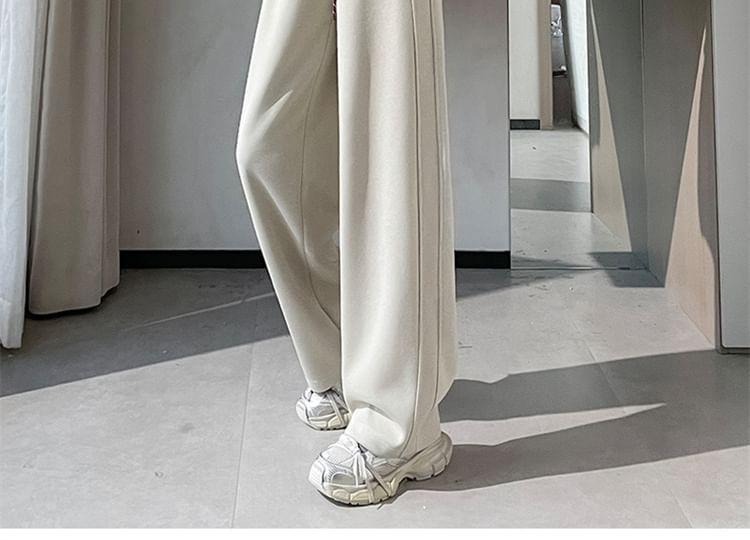 Drawstring Waist Plain Loose Fit Sweatpants Product Image