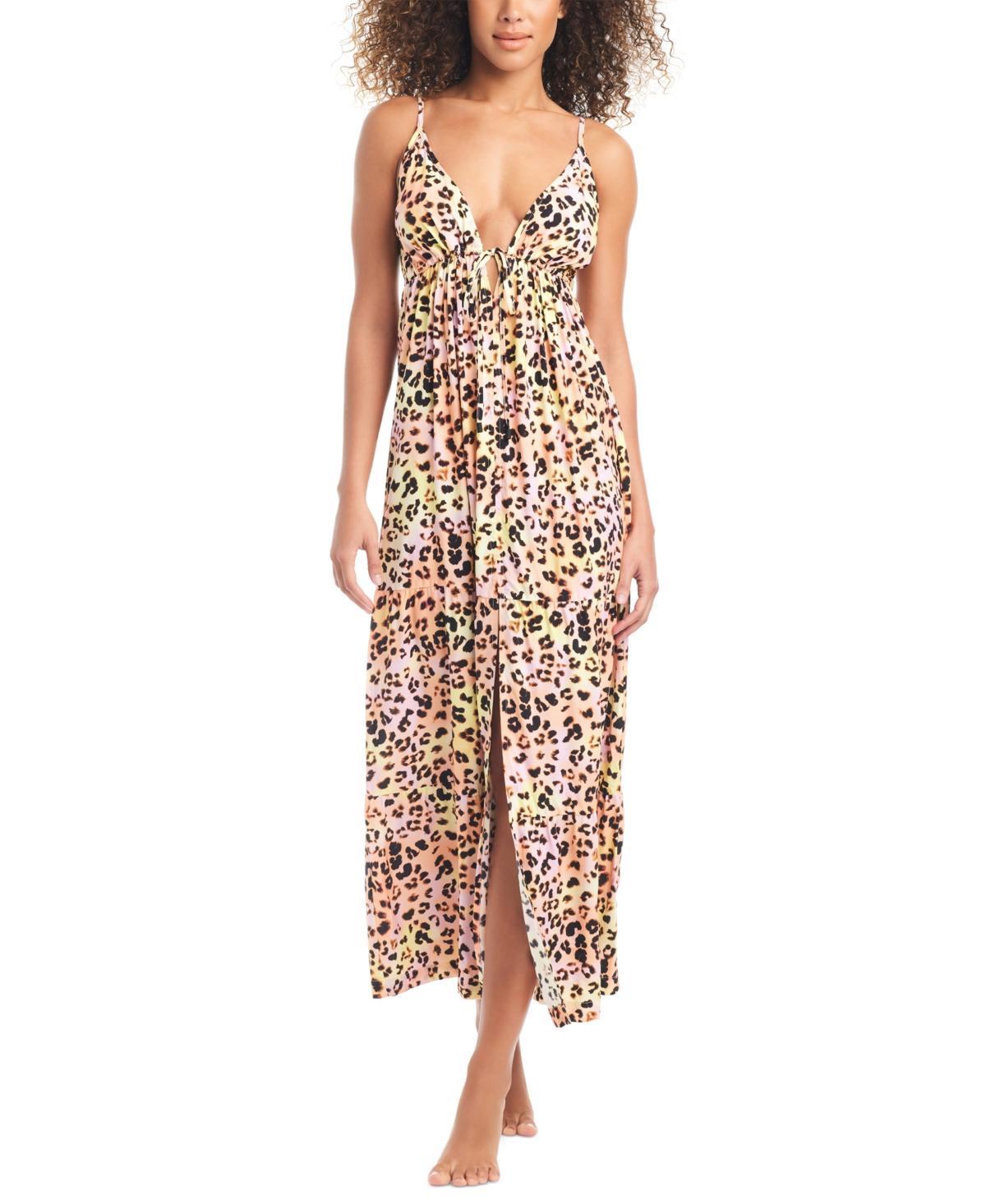 Bar Iii Womens Animal-Print Swim Cover-Up Maxi Dress, Created for Macys Product Image