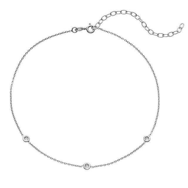 Sterling Silver Cubic Zirconia Choker Necklace, Womens White Product Image