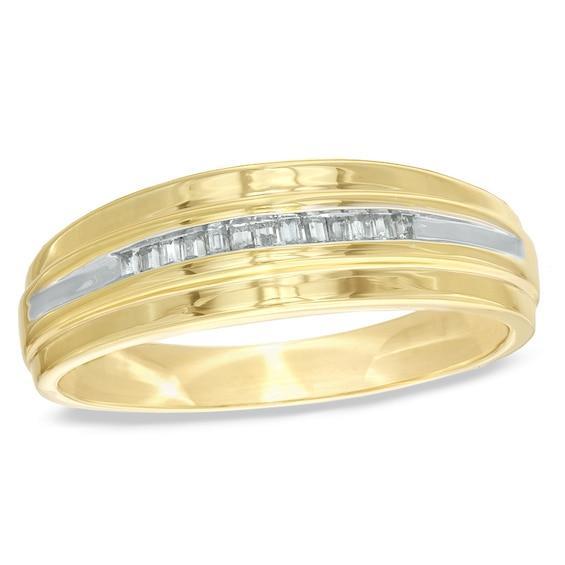 Men's 1/6 CT. T.w. Baguette Diamond Wedding Band in 10K Gold Product Image