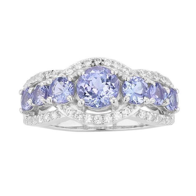 Sterling Silver Genuine Tanzanite & White Cubic Zirconia Accent Ring, Womens Product Image