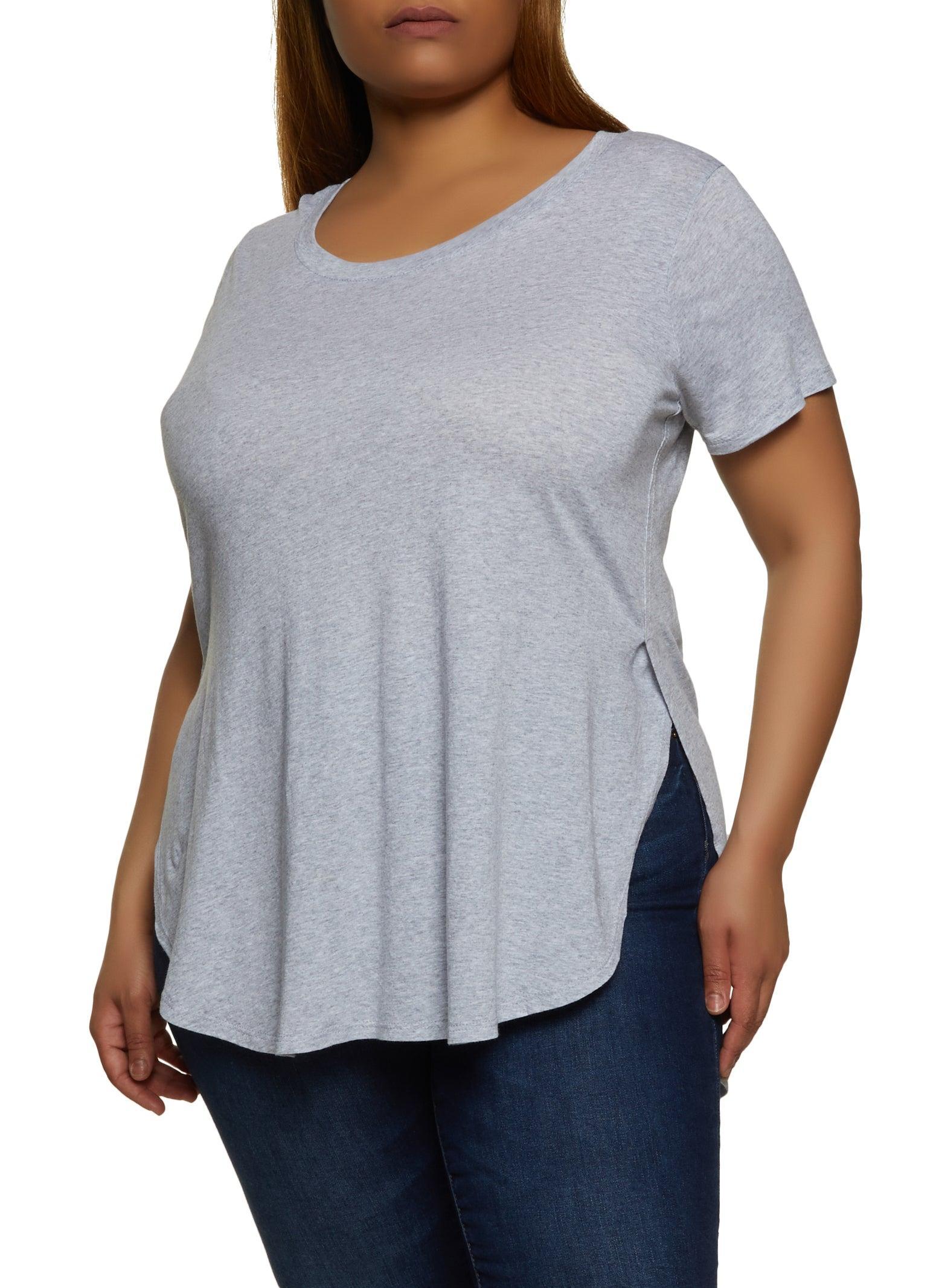 Womens Plus Size Basic Split Hem Tee Product Image