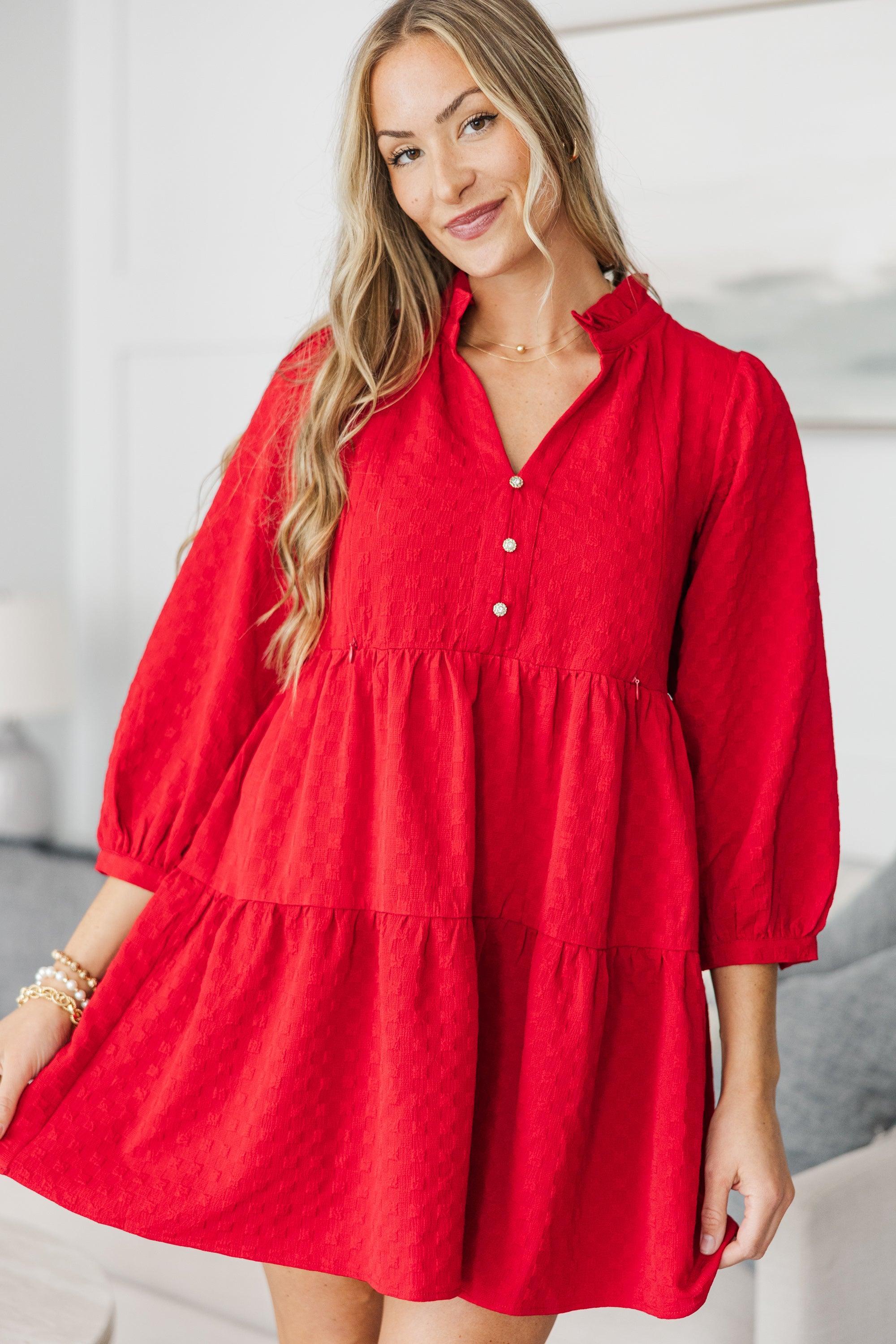 NURSING COLLECTION: All Up To You Red Textured Dress Female product image